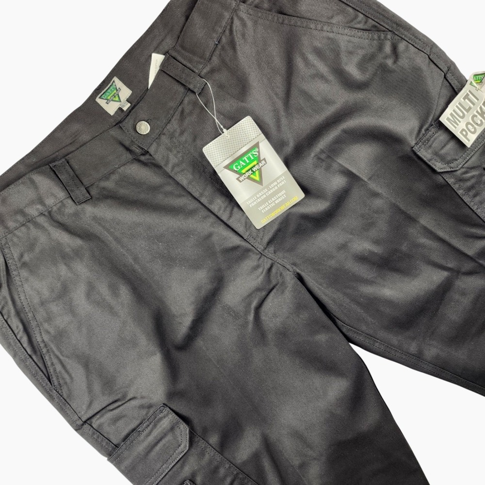 NWT Gatts Work Wear Cargo Pants Mens 46x32 Black Multi Pocket Low Rise